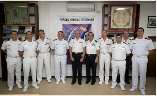 Militares da Marinha visitam Comandante das Foras Armadas na Guiana Francesa durante CARIBEX 2015